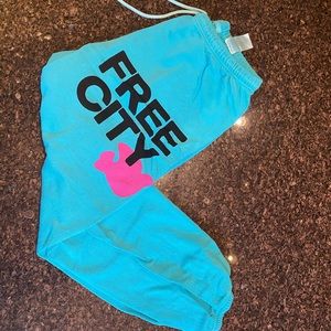 Free City turquoise sweatpants-size small.  EUC